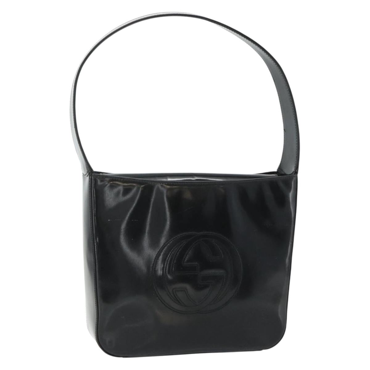 GUCCI Soho Shoulder Bag Patent Leather Black Silver 000 1013 0506 Auth 178814