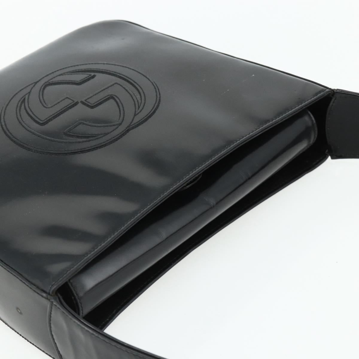 GUCCI Soho Shoulder Bag Patent Leather Black Silver 000 1013 0506 Auth 178814