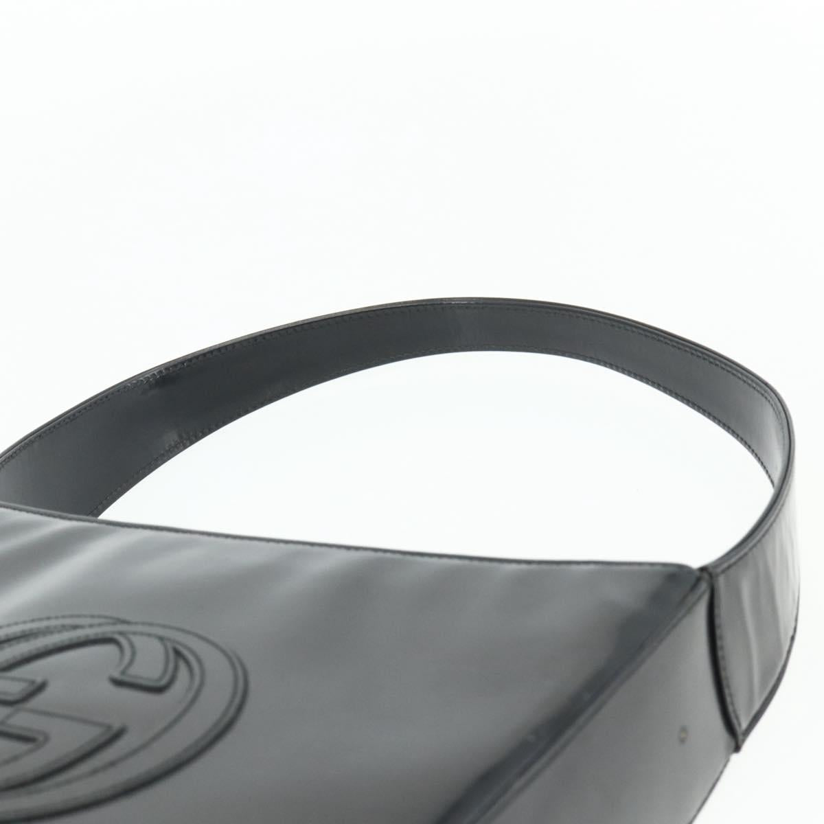 GUCCI Soho Shoulder Bag Patent Leather Black Silver 000 1013 0506 Auth 178814