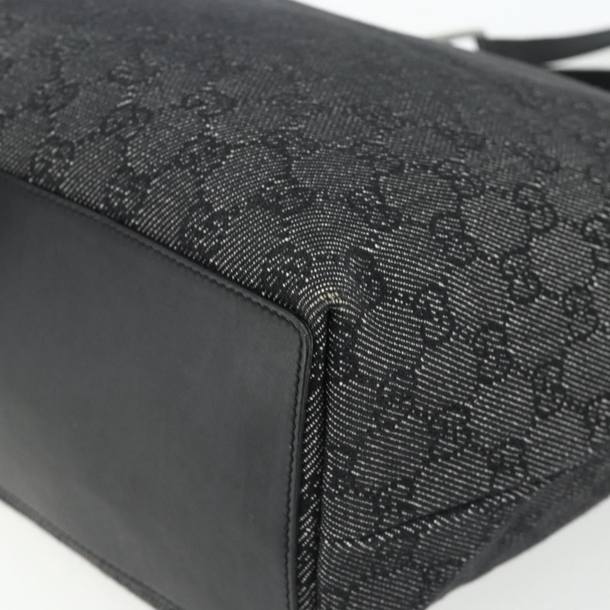 GUCCI GG Canvas Tote Bag Black Silver 31243 Auth 178818