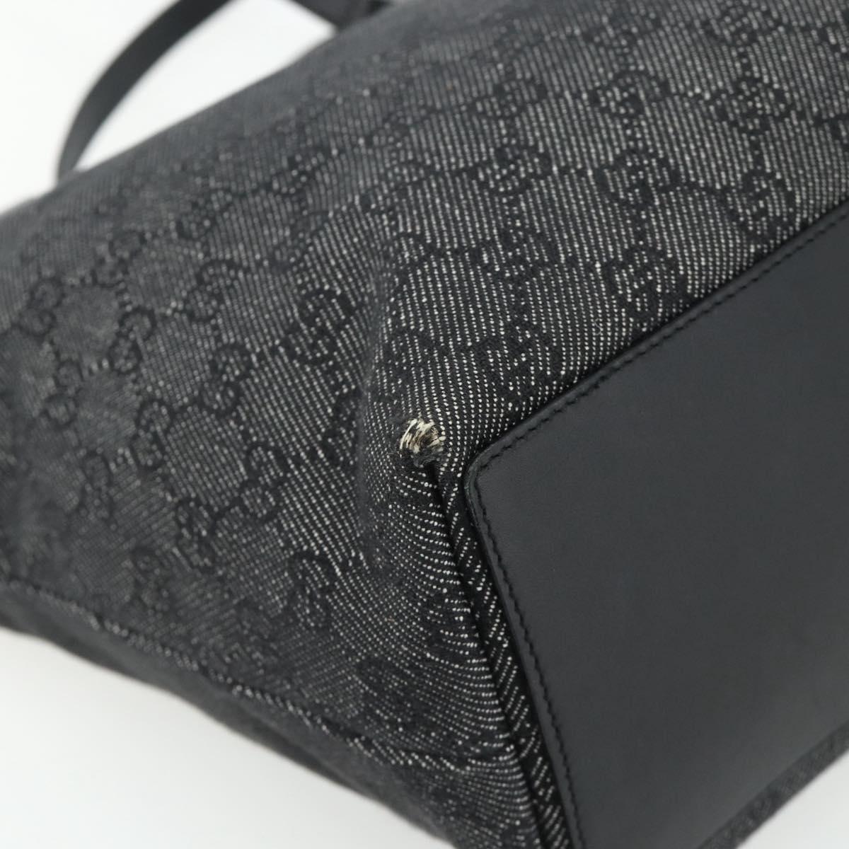 GUCCI GG Canvas Tote Bag Black Silver 31243 Auth 178818