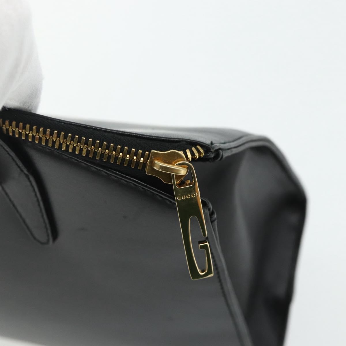 GUCCI Hand Bag Leather Black Gold 000 2058 0569 0 Auth 178820