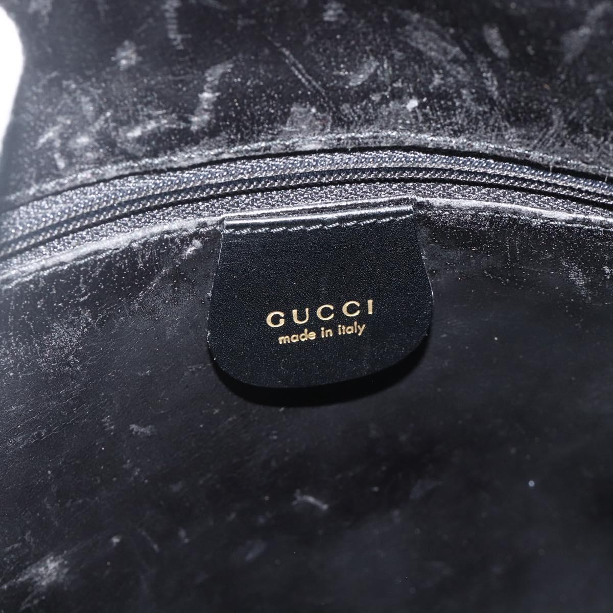 GUCCI Hand Bag Leather Black Gold 000 2058 0569 0 Auth 178820
