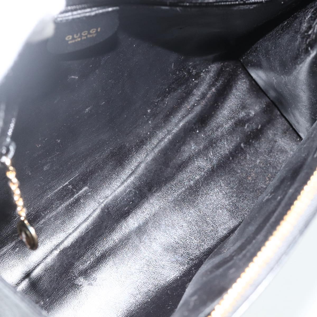 GUCCI Hand Bag Leather Black Gold 000 2058 0569 0 Auth 178820