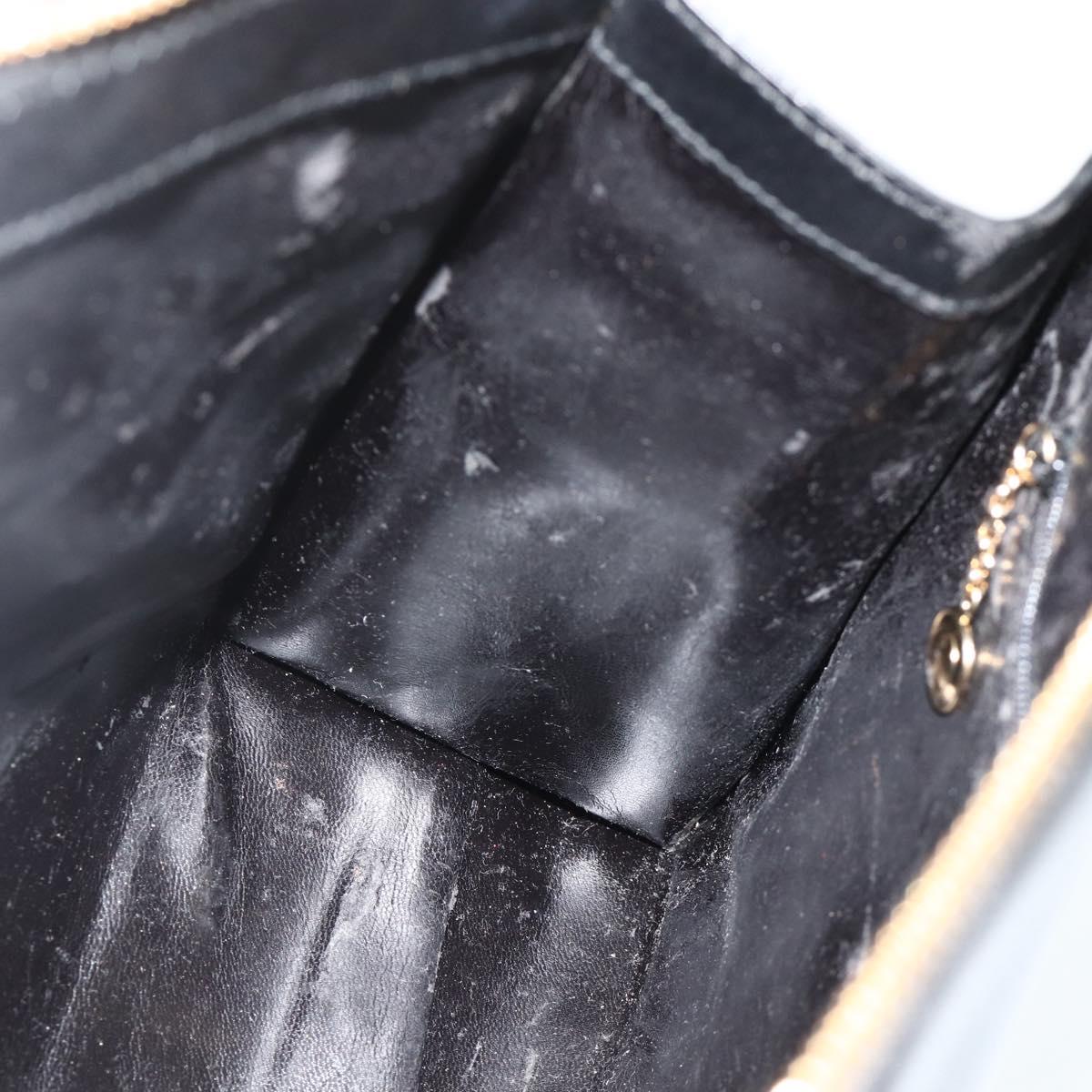 GUCCI Hand Bag Leather Black Gold 000 2058 0569 0 Auth 178820