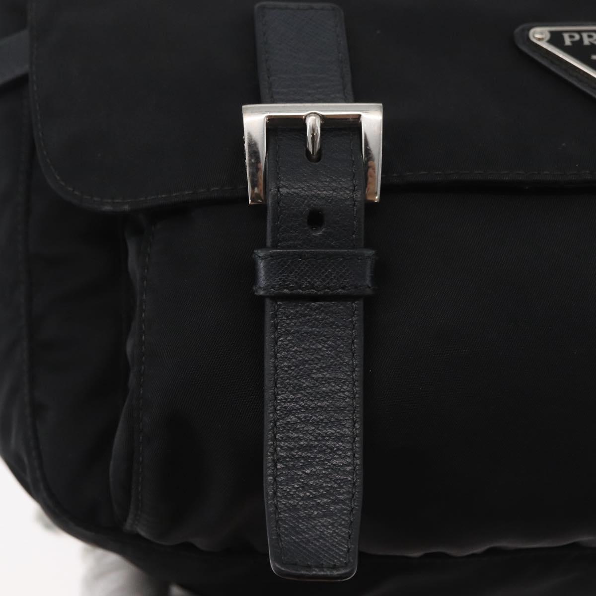 PRADA Shoulder Bag Nylon Black Silver Auth 178822A