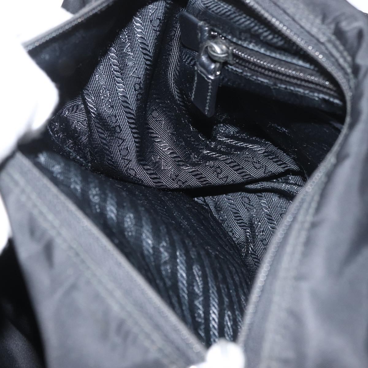 PRADA Shoulder Bag Nylon Black Silver Auth 178822A