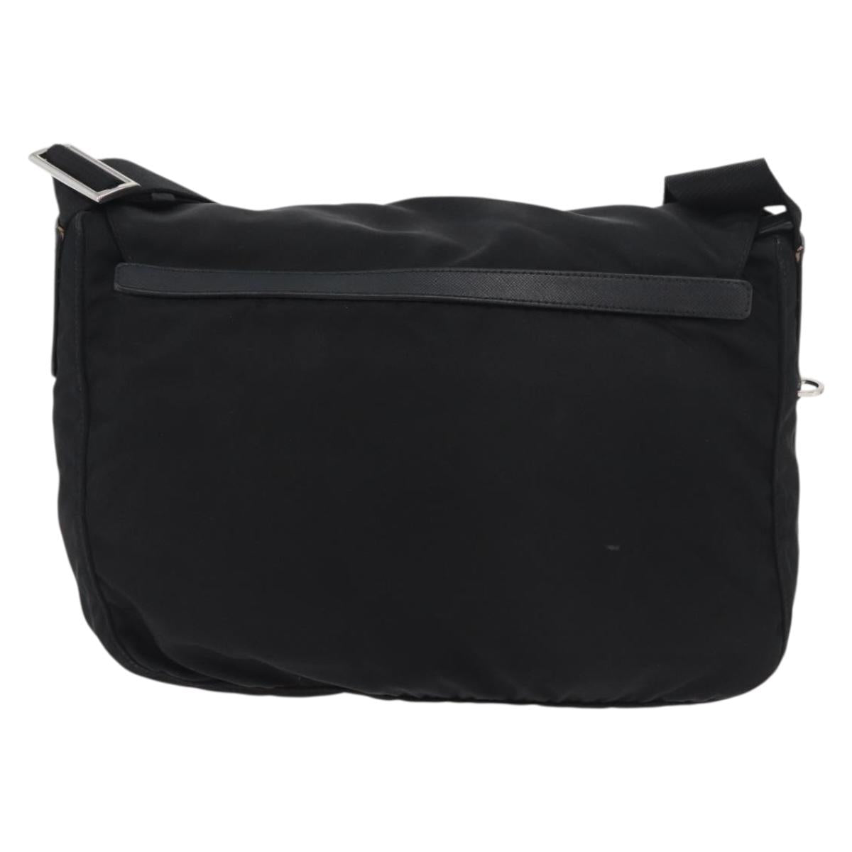 PRADA Shoulder Bag Nylon Black Silver Auth 178822A