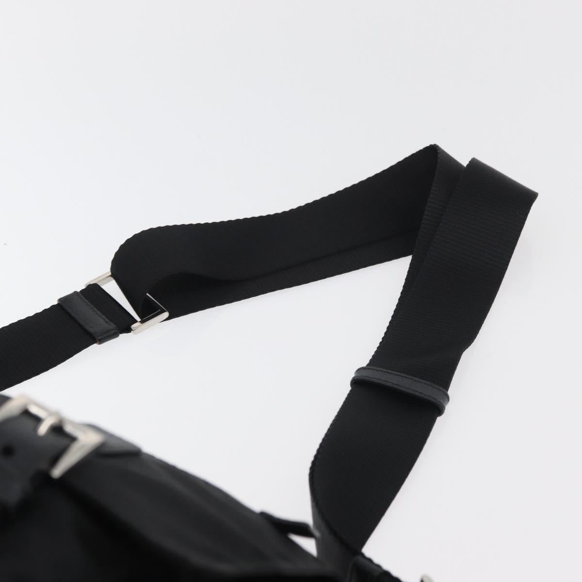 PRADA Shoulder Bag Nylon Black Silver Auth 178822A