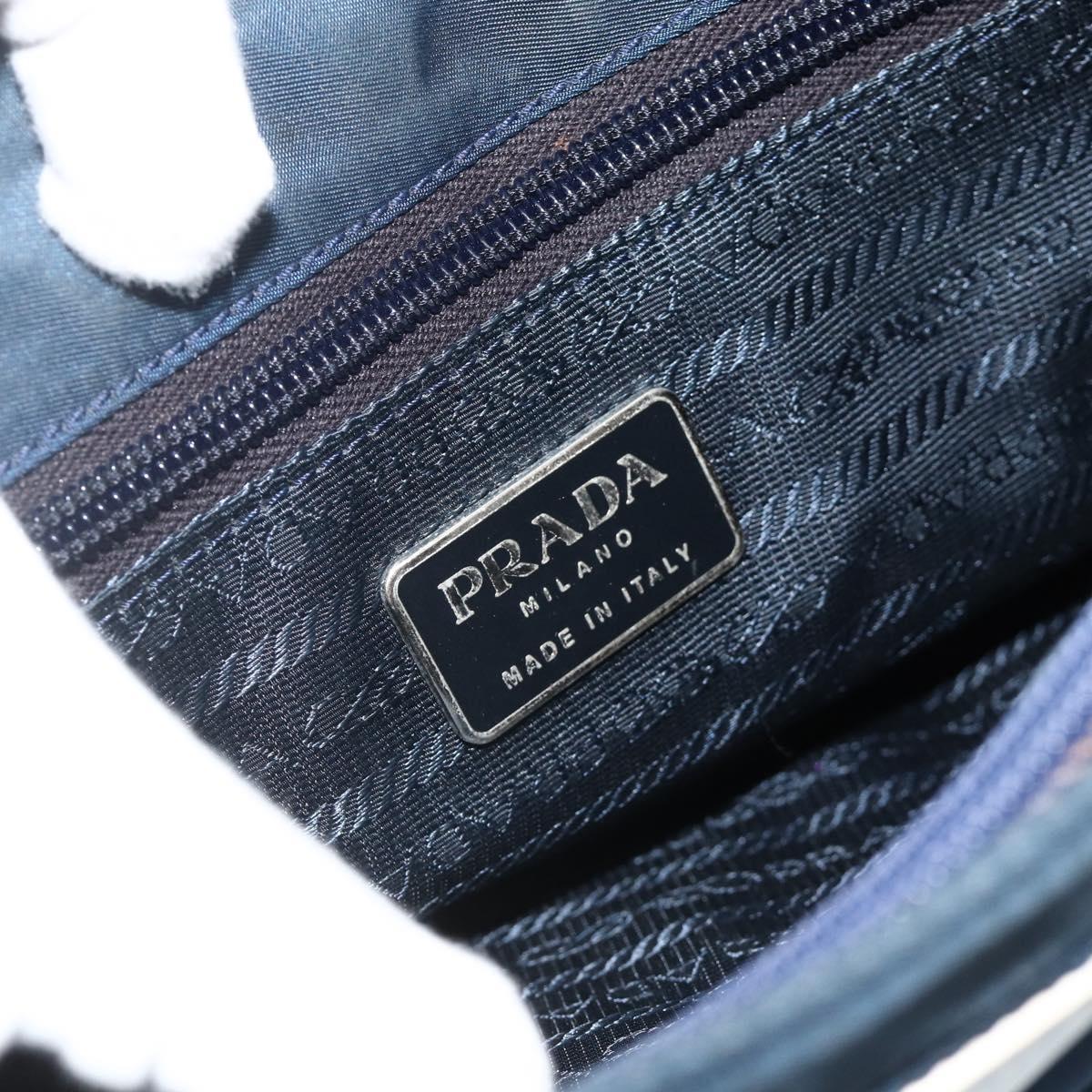 PRADA Tote Bag Nylon Navy Silver Auth 178825