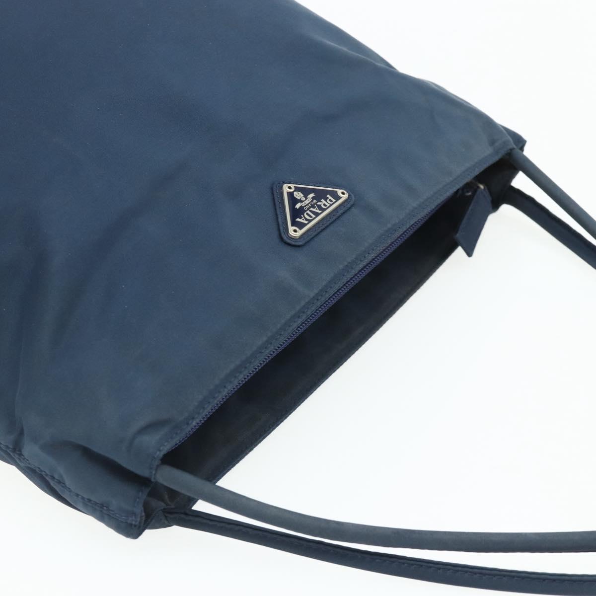 PRADA Tote Bag Nylon Navy Silver Auth 178825