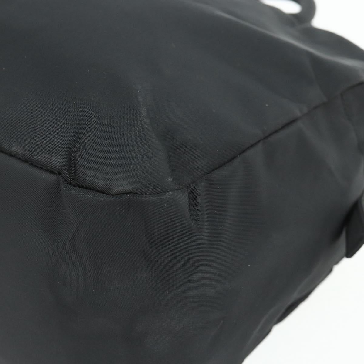 PRADA Hand Bag Nylon Black Silver Auth 178826A