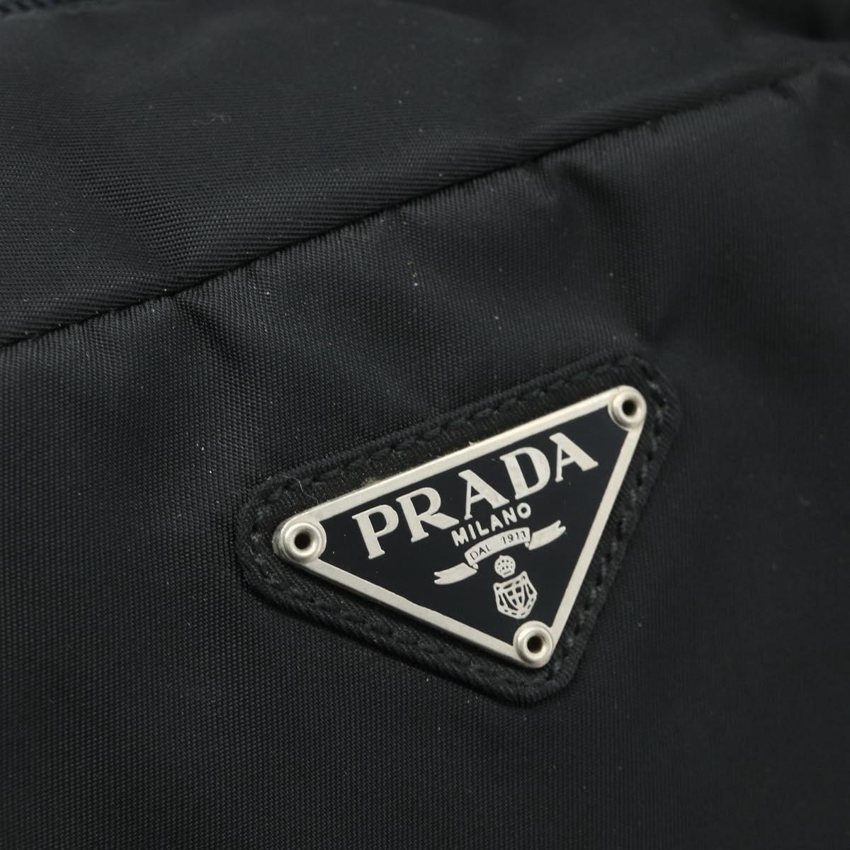 PRADA Hand Bag Nylon Black Silver Auth 178826A