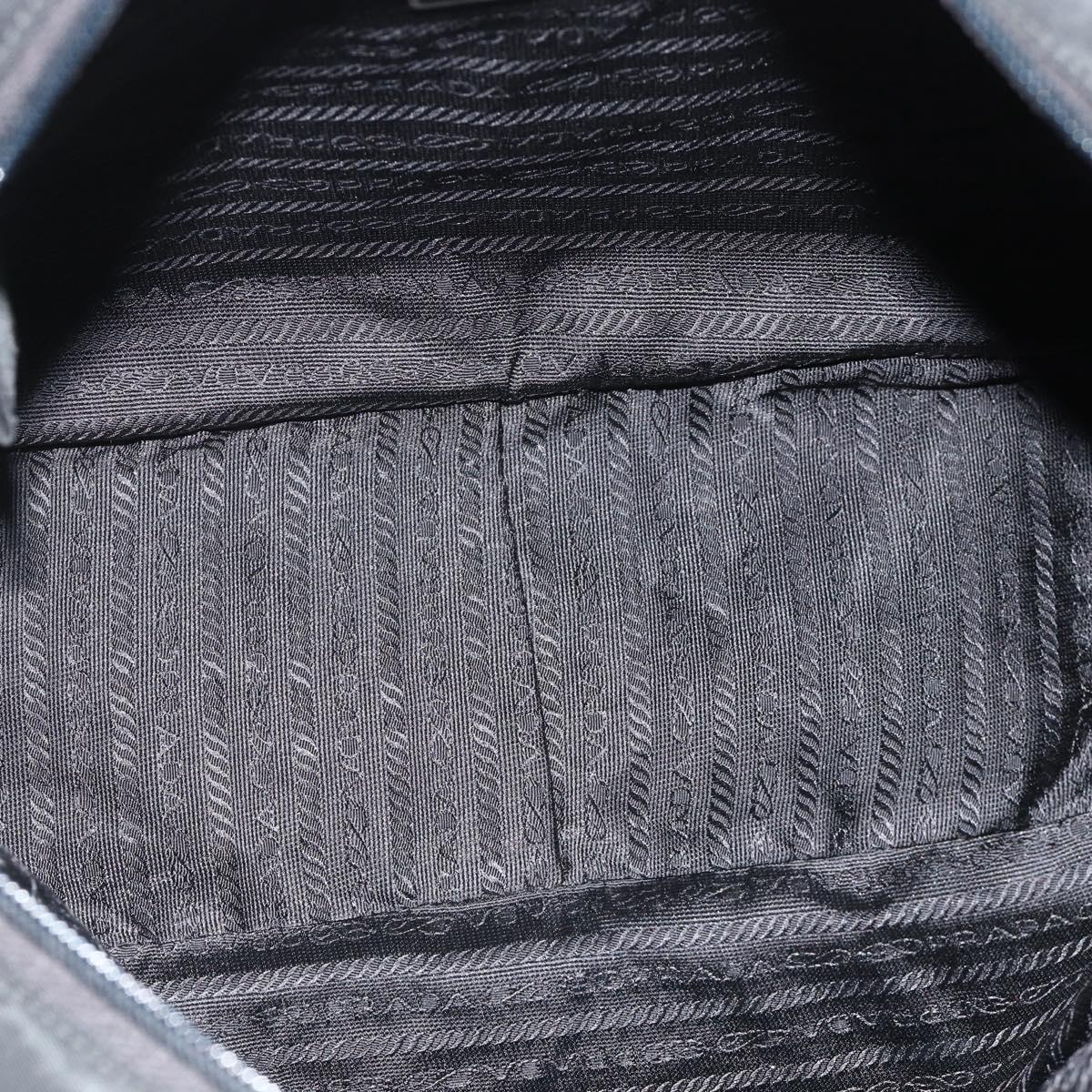 PRADA Hand Bag Nylon Black Silver Auth 178826A