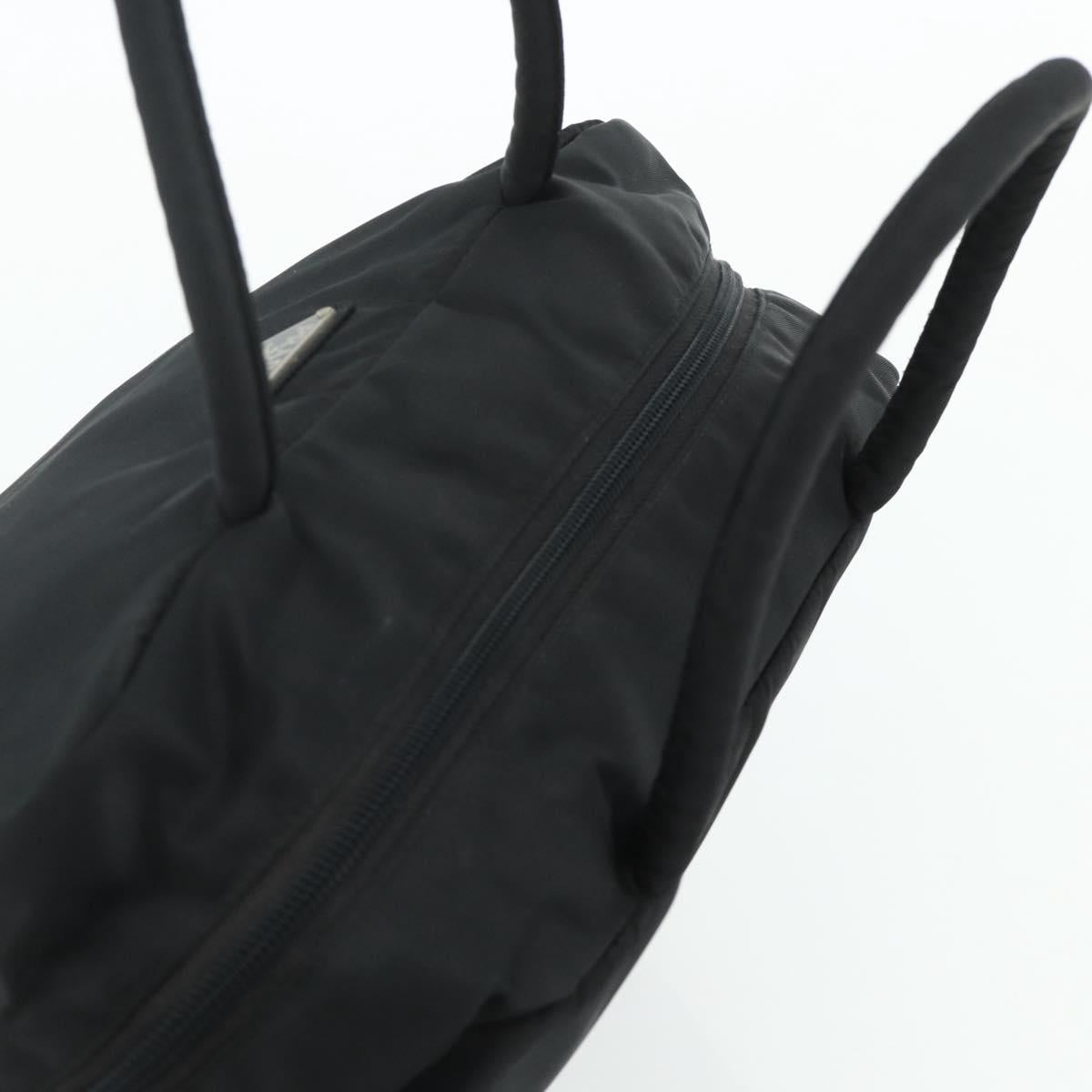 PRADA Hand Bag Nylon Black Silver Auth 178826A