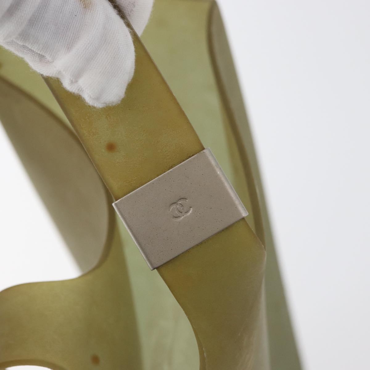 CHANEL Tote Bag Rubber Green Silver CC Auth 178827