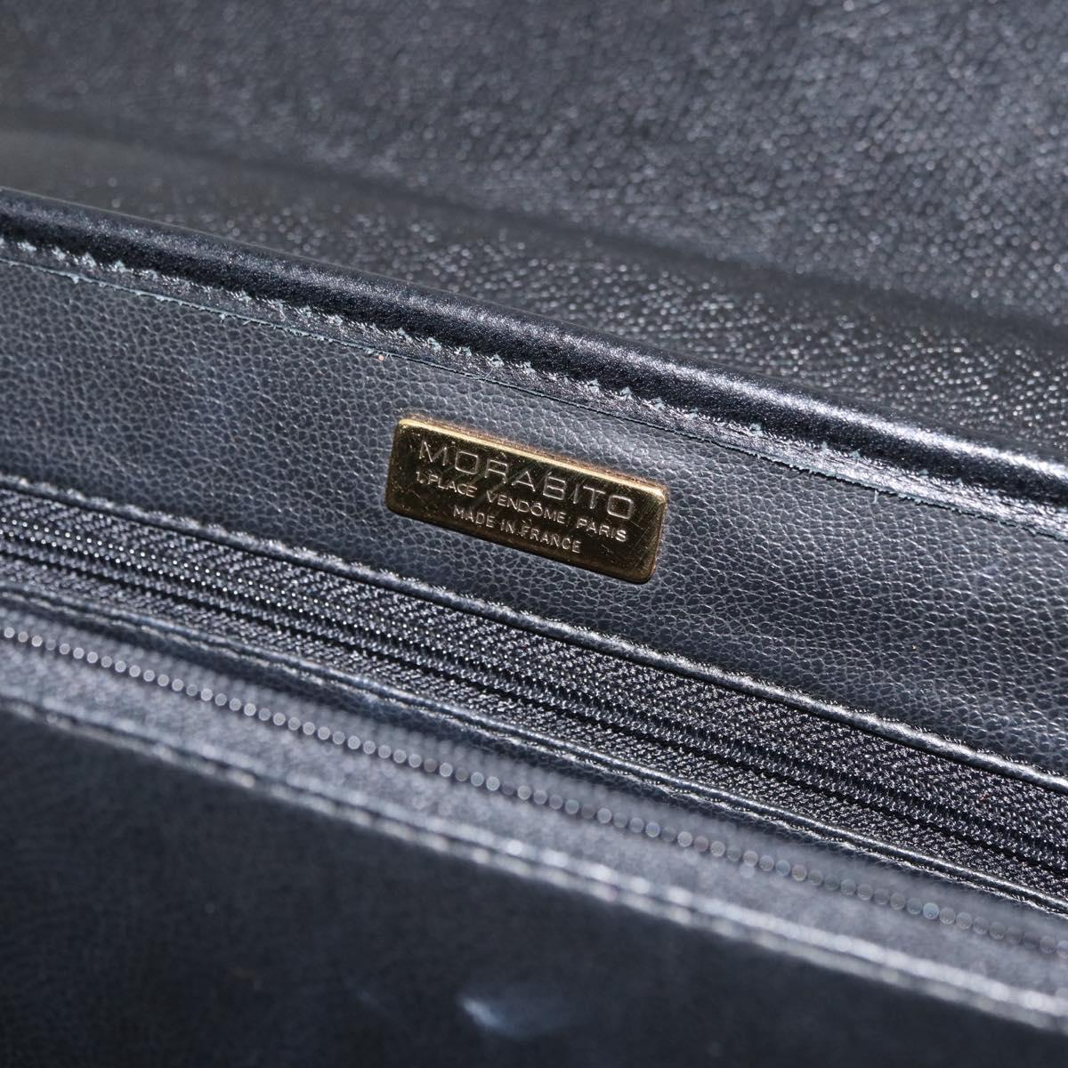 MORABITO Hand Bag Leather Black Gold Auth 178828A