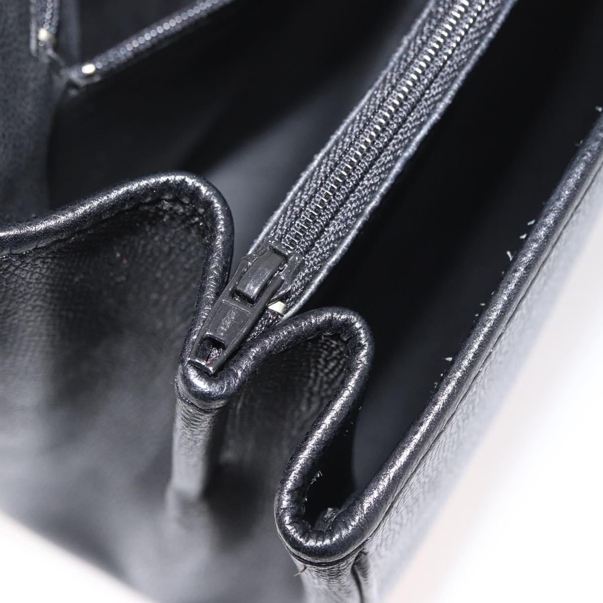 MORABITO Hand Bag Leather Black Gold Auth 178828A