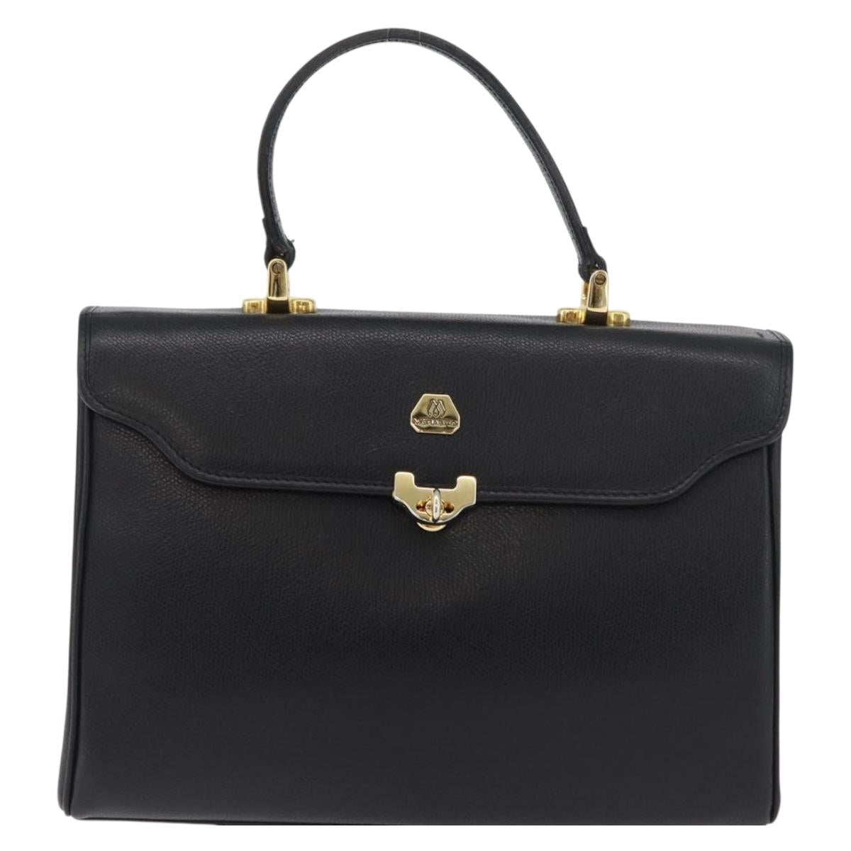 MORABITO Hand Bag Leather Black Gold Auth 178828A