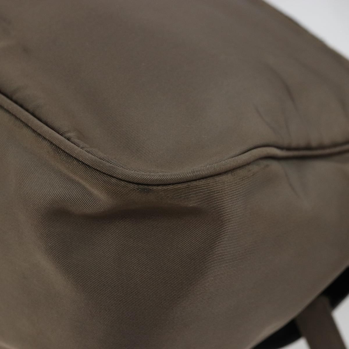 PRADA Shoulder Bag Nylon Beige Silver Auth 178834A