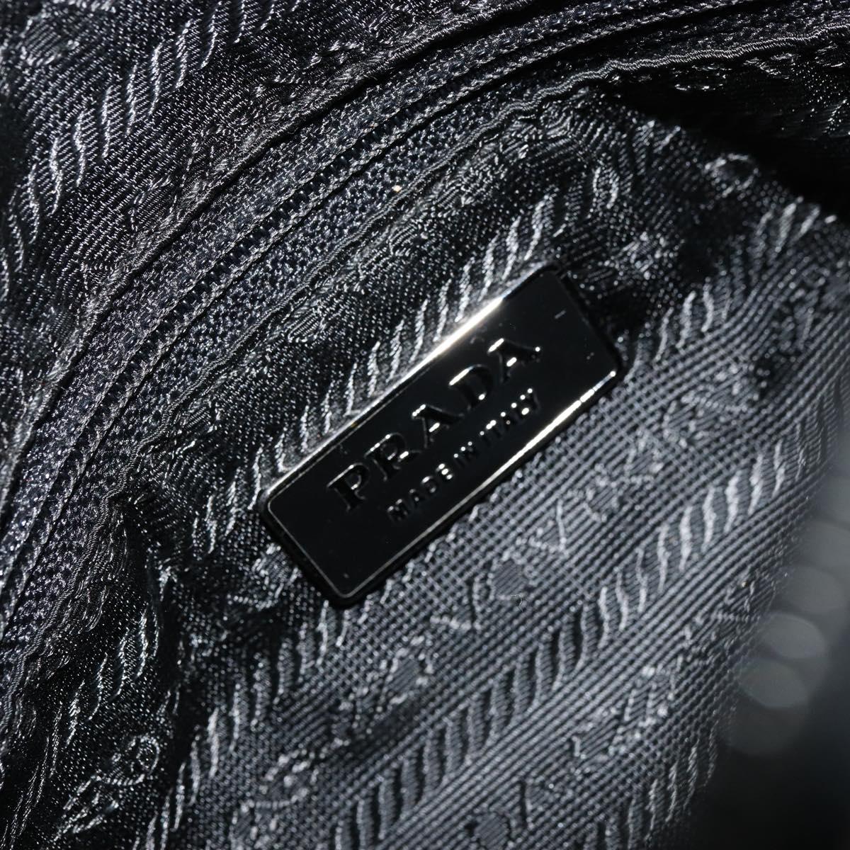PRADA Shoulder Bag Nylon Beige Silver Auth 178834A