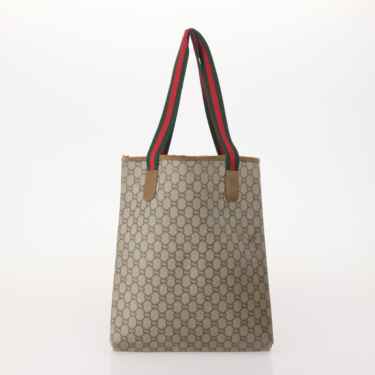 GUCCI GG Supreme GG Plus Web Sherry Line Bag PVC 4 Set Beige Ivory Auth 178836