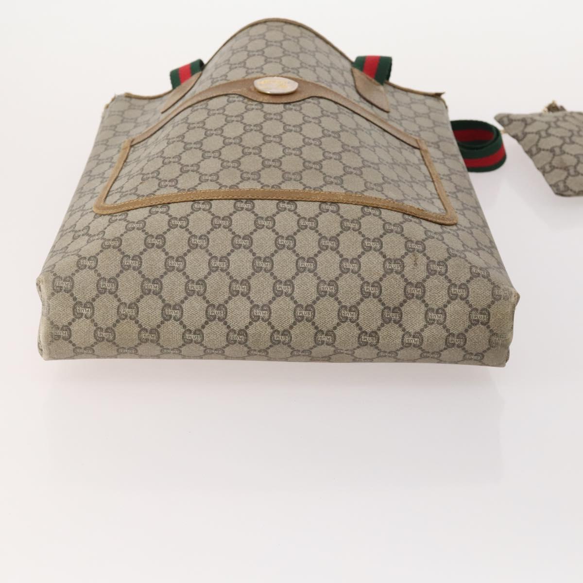 GUCCI GG Supreme GG Plus Web Sherry Line Bag PVC 4 Set Beige Ivory Auth 178836