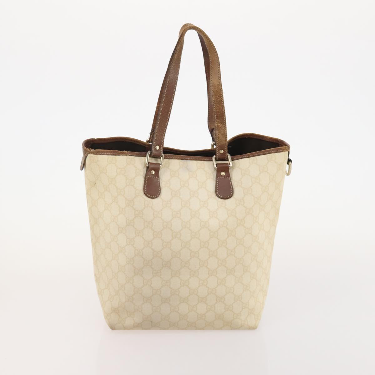 GUCCI GG Supreme GG Plus Web Sherry Line Bag PVC 4 Set Beige Ivory Auth 178836
