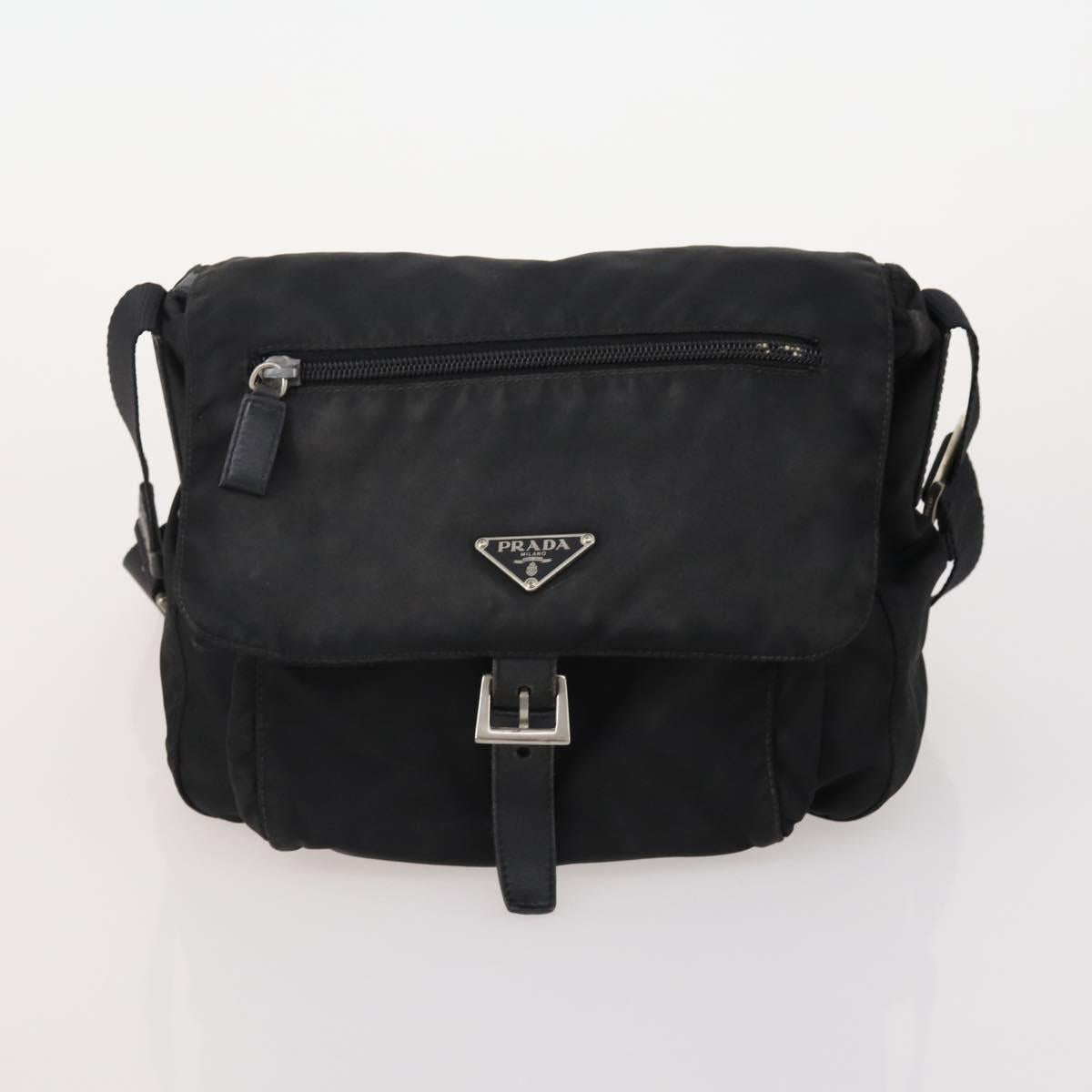 PRADA Shoulder Bag Nylon 4 Set Black Khaki Auth 178841