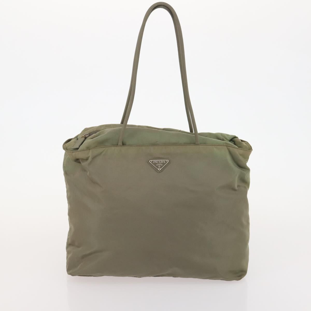 PRADA Shoulder Bag Nylon 4 Set Black Khaki Auth 178841