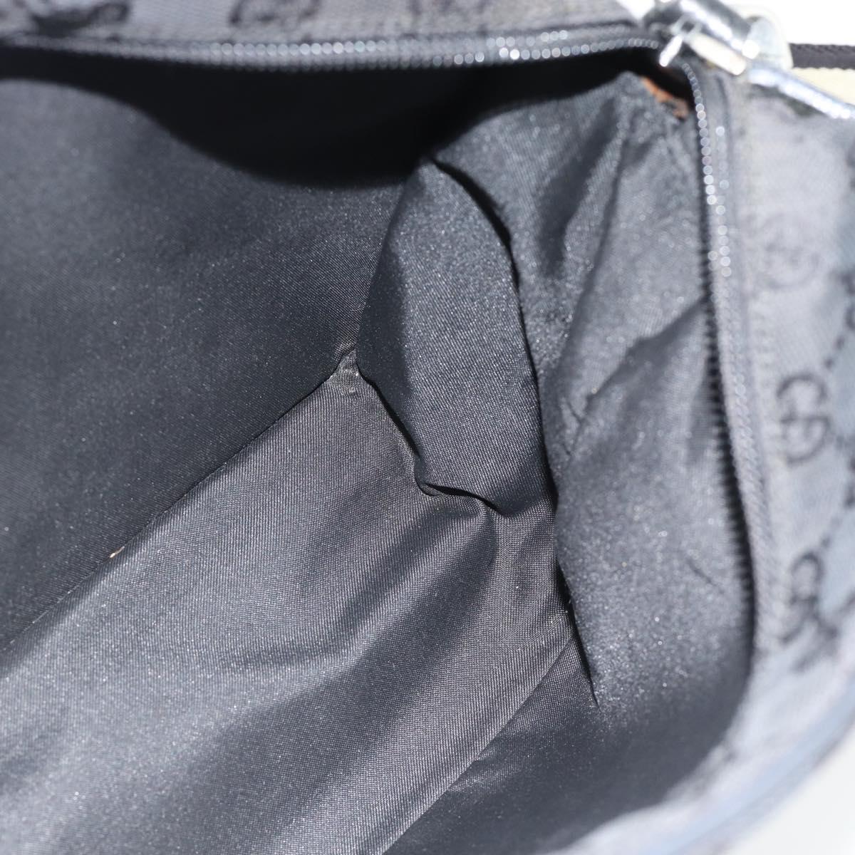 GUCCI GG Canvas Shoulder Bag Black Silver 019 0375 Auth 178842