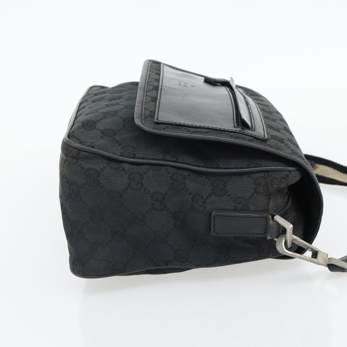 GUCCI GG Canvas Shoulder Bag Black Silver 019 0375 Auth 178842