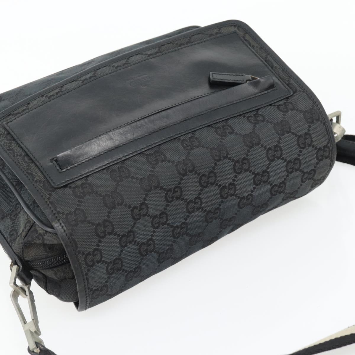 GUCCI GG Canvas Shoulder Bag Black Silver 019 0375 Auth 178842