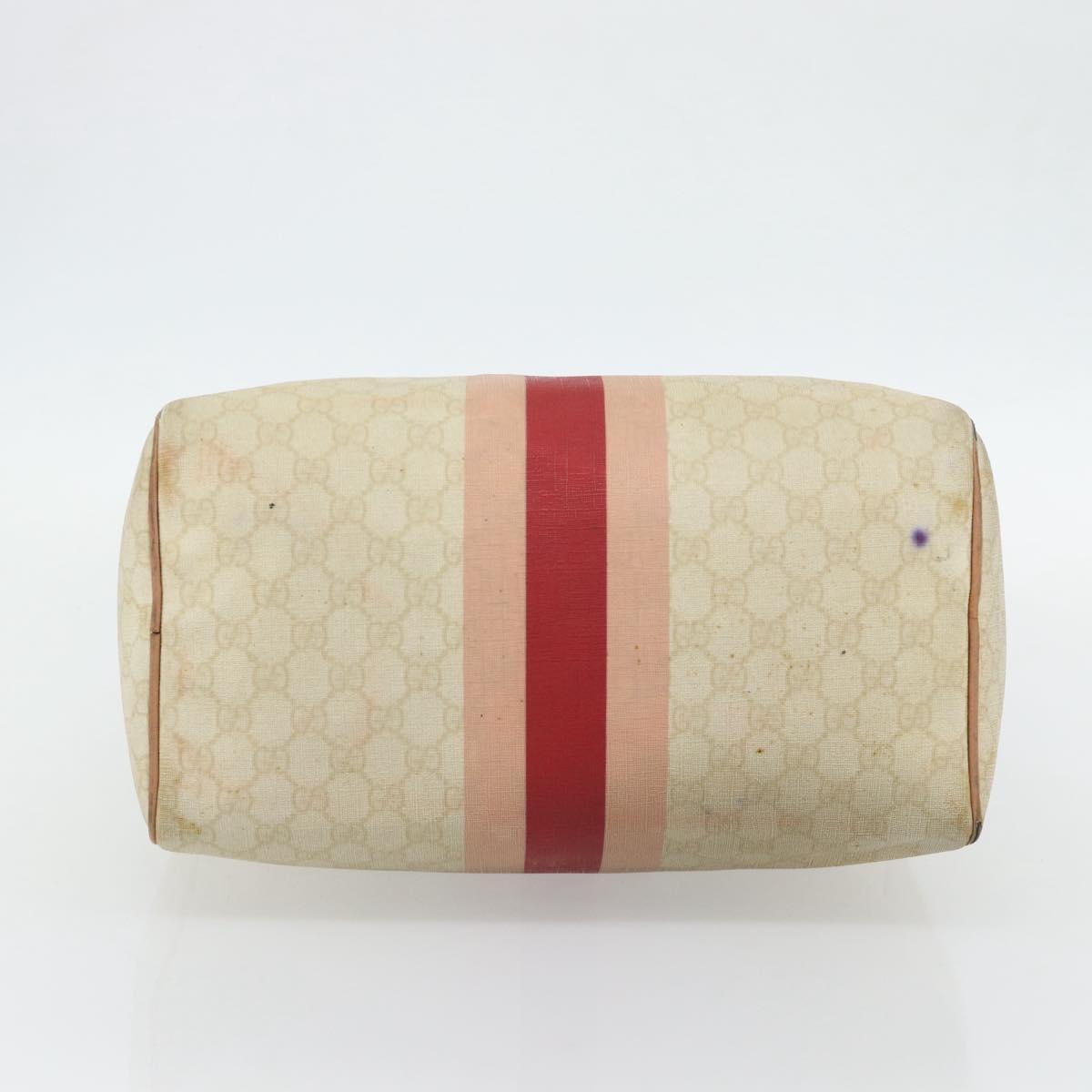 GUCCI GG Supreme Sherry Line Boston Bag PVC Beige Gold 189895 Auth 178843
