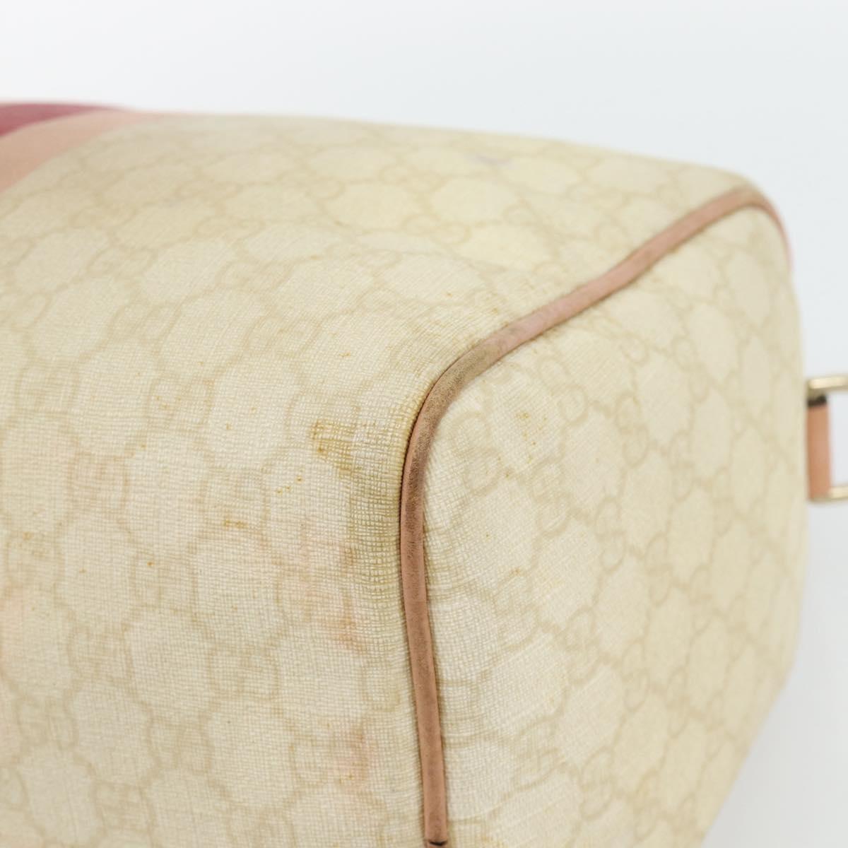 GUCCI GG Supreme Sherry Line Boston Bag PVC Beige Gold 189895 Auth 178843