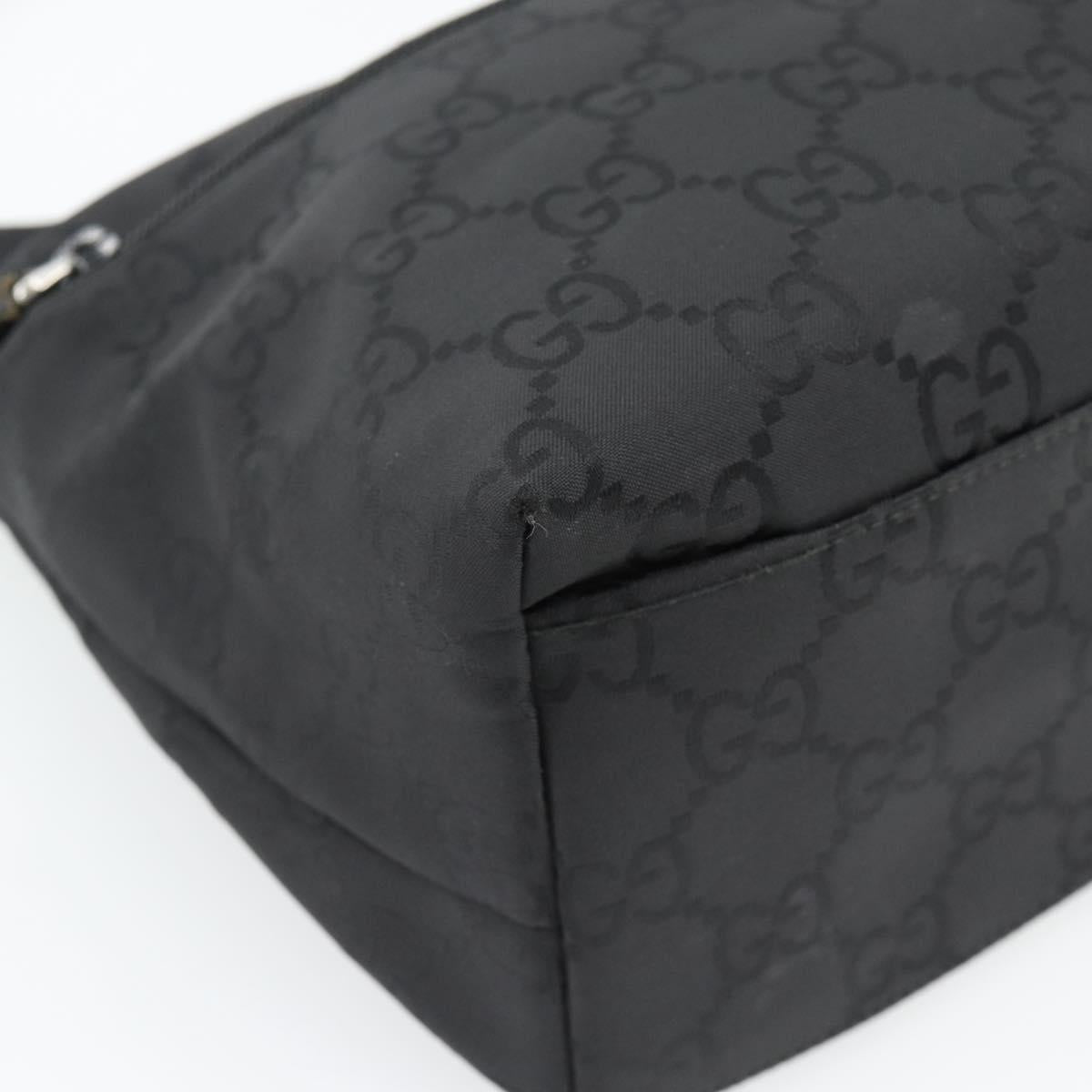 GUCCI GG Canvas Shoulder Bag Nylon Black Silver 01 3386 Auth 178845