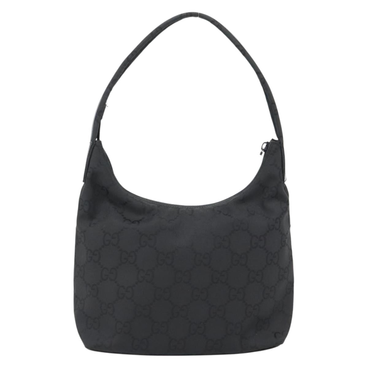 GUCCI GG Canvas Shoulder Bag Nylon Black Silver 01 3386 Auth 178845