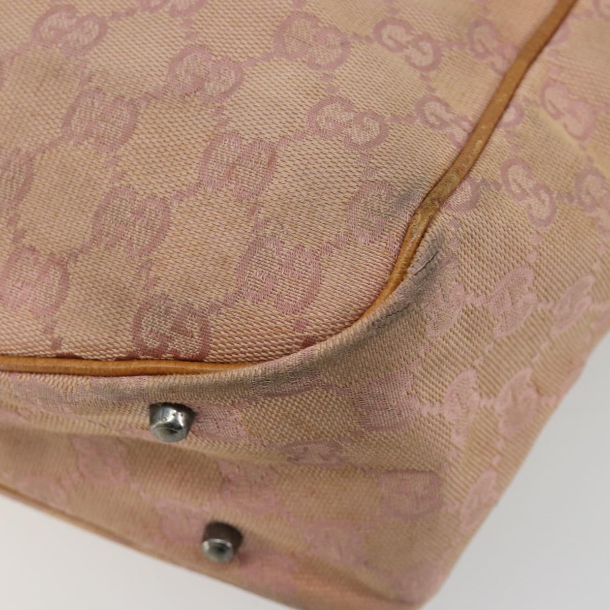 GUCCI GG Canvas Tote Bag Pink Silver 113019 Auth 178848