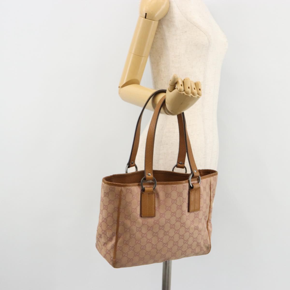 GUCCI GG Canvas Tote Bag Pink Silver 113019 Auth 178848