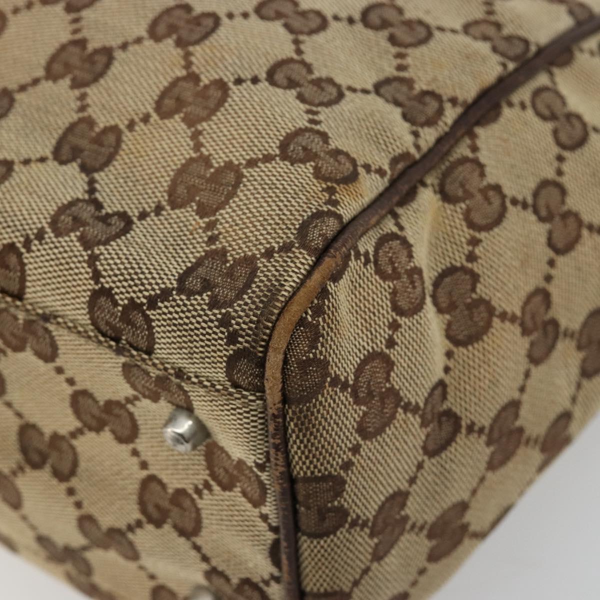 GUCCI GG Canvas Web Sherry Line Hand Bag Beige Silver Auth 178849