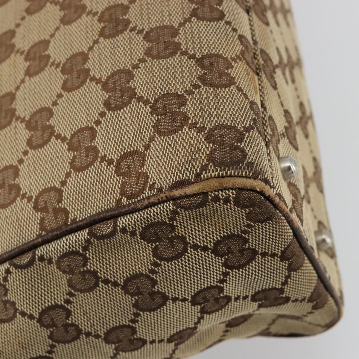 GUCCI GG Canvas Web Sherry Line Hand Bag Beige Silver Auth 178849