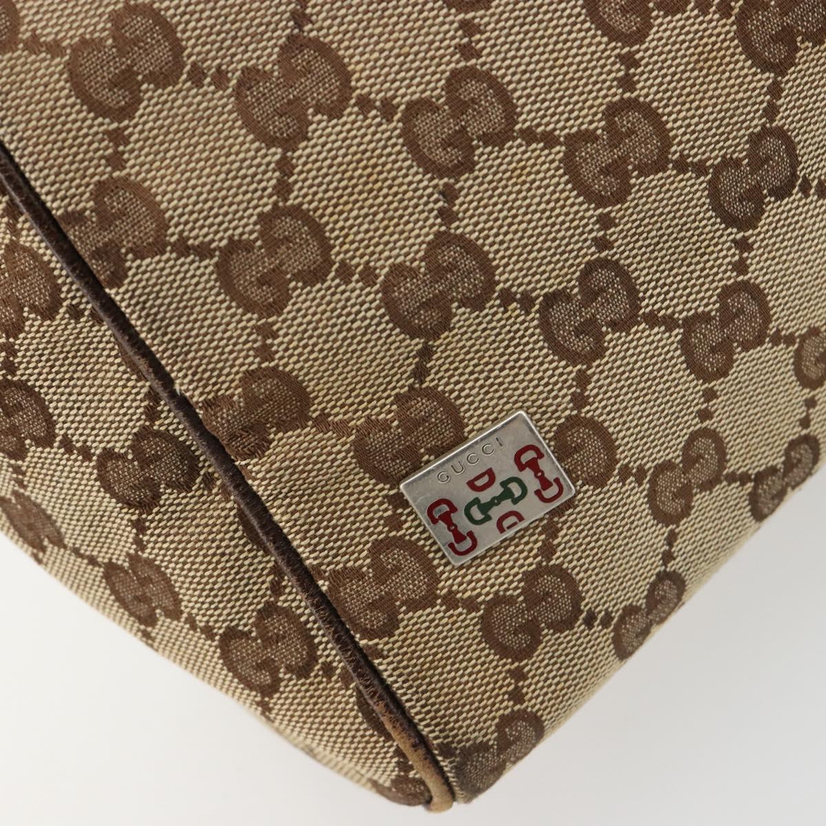 GUCCI GG Canvas Web Sherry Line Hand Bag Beige Silver Auth 178849