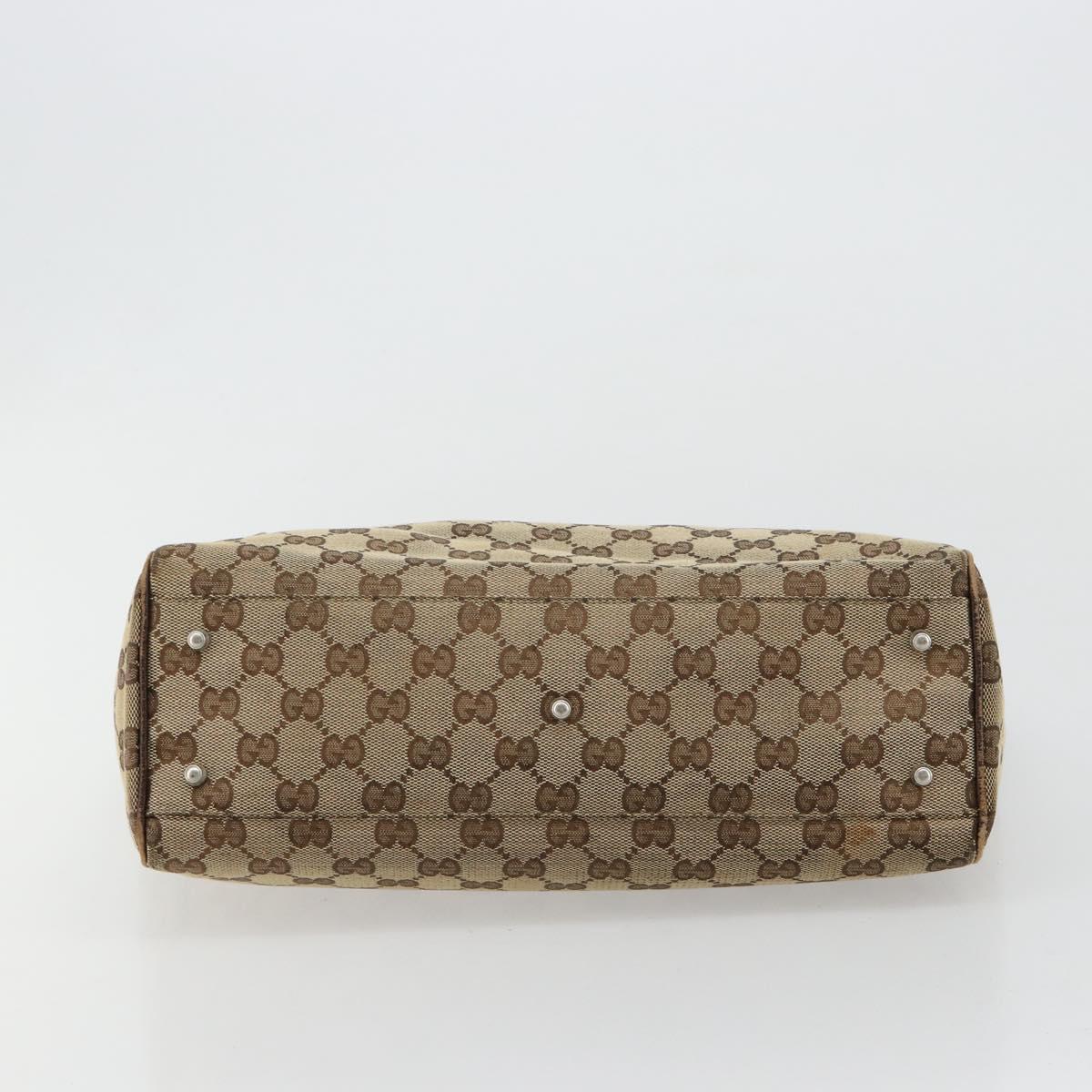 GUCCI GG Canvas Web Sherry Line Hand Bag Beige Silver Auth 178849