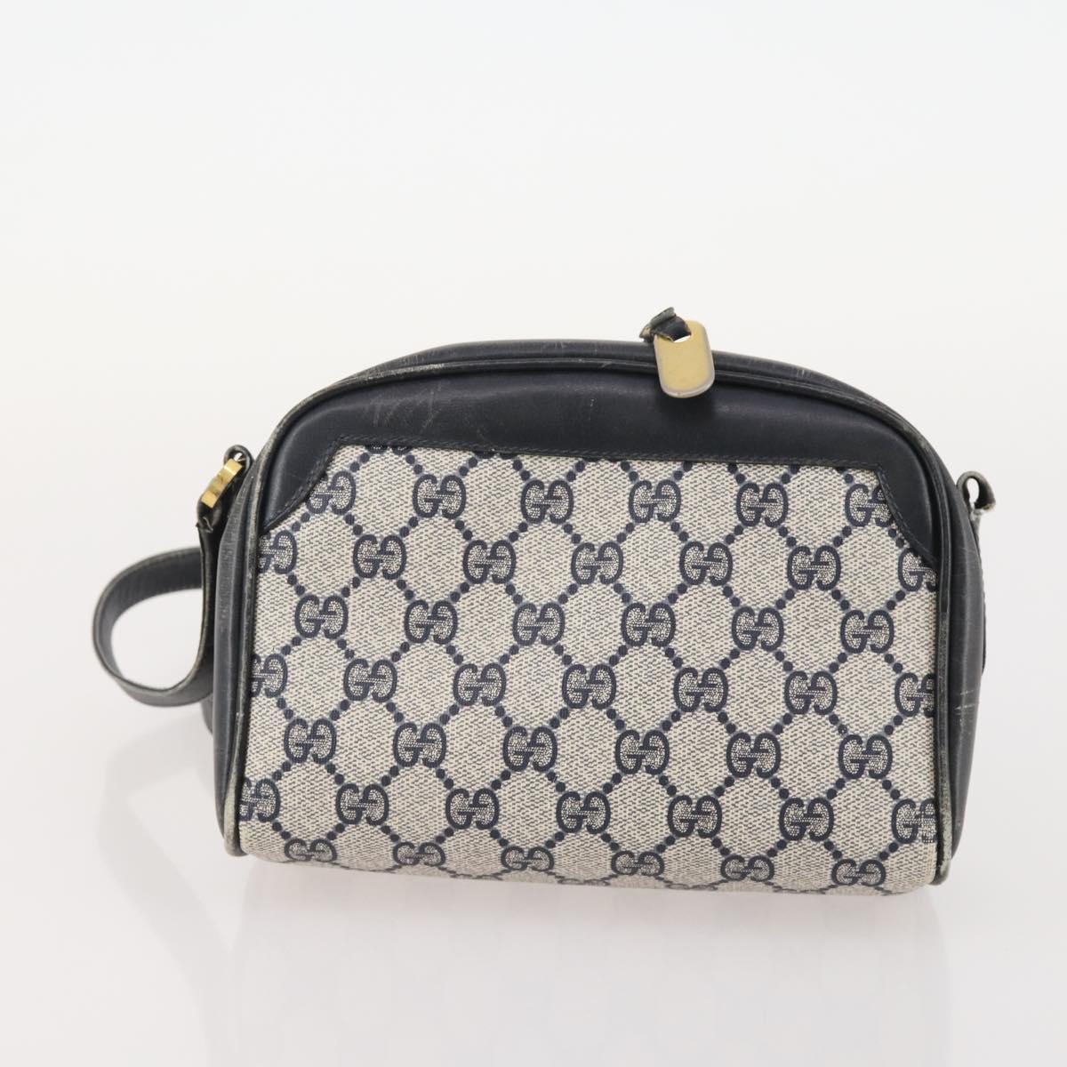 GUCCI GG Canvas GG Supreme Bag PVC Leather Nylon 3 Set Navy Blue Auth 178850