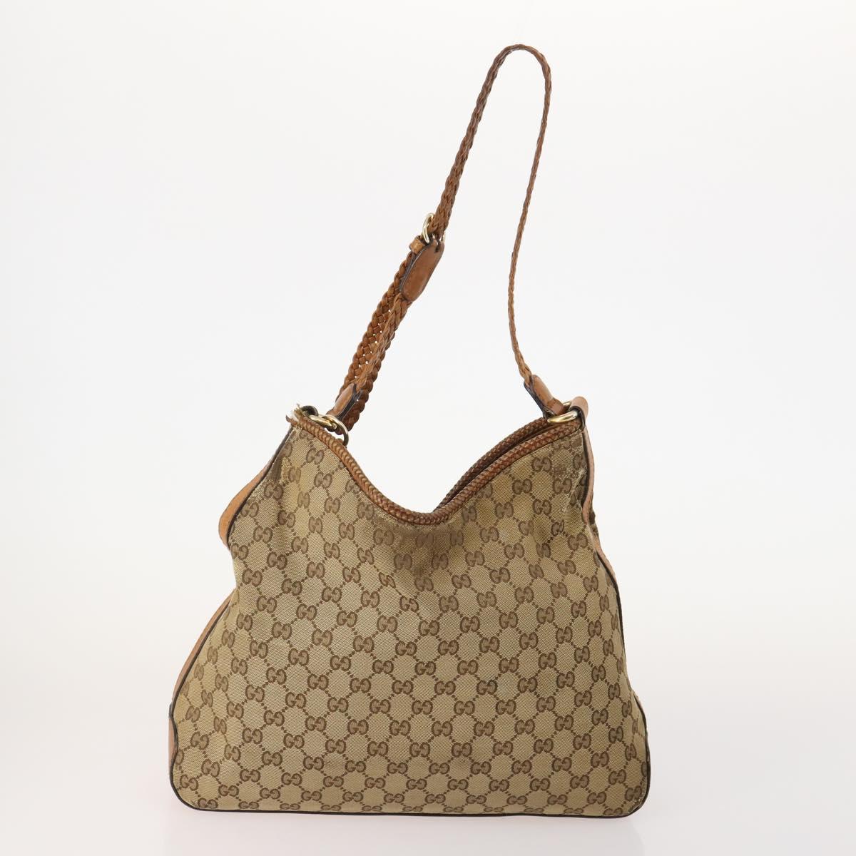 GUCCI GG Canvas Web Sherry Line Shoulder Bag PVC 4 Set Beige Auth 178855