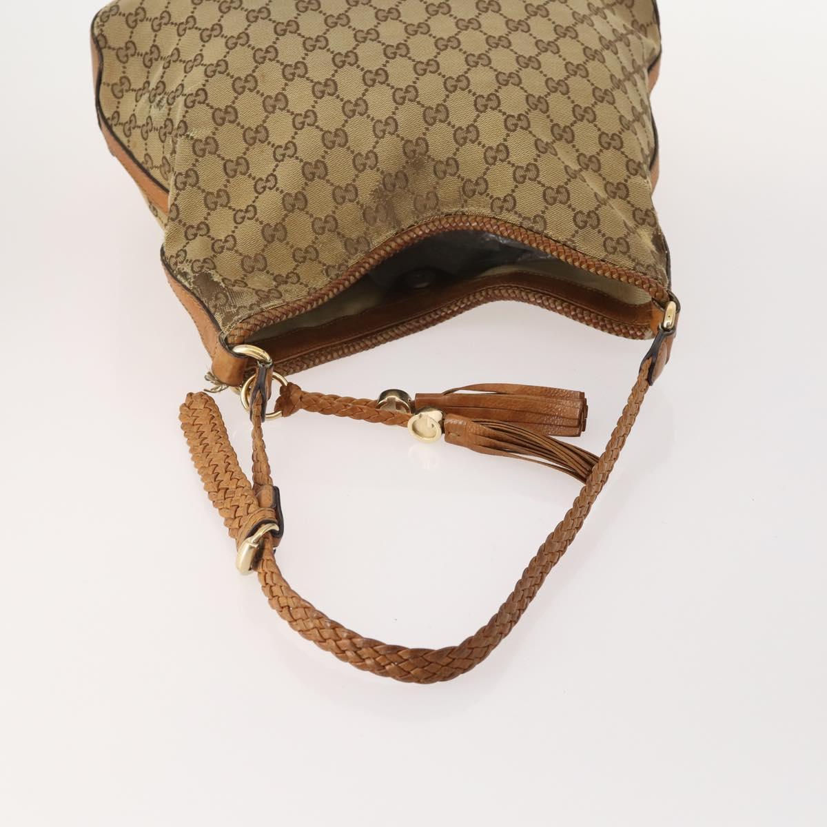 GUCCI GG Canvas Web Sherry Line Shoulder Bag PVC 4 Set Beige Auth 178855
