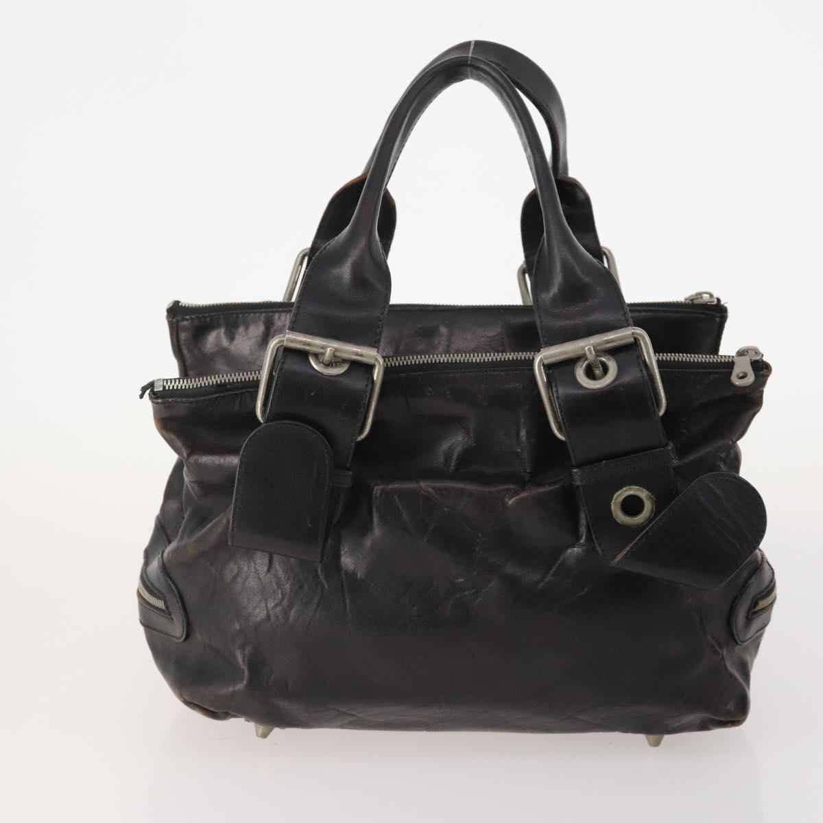 GIVENCHY Chloe Hand Bag Leather 3 Set Black Brown Auth 178857