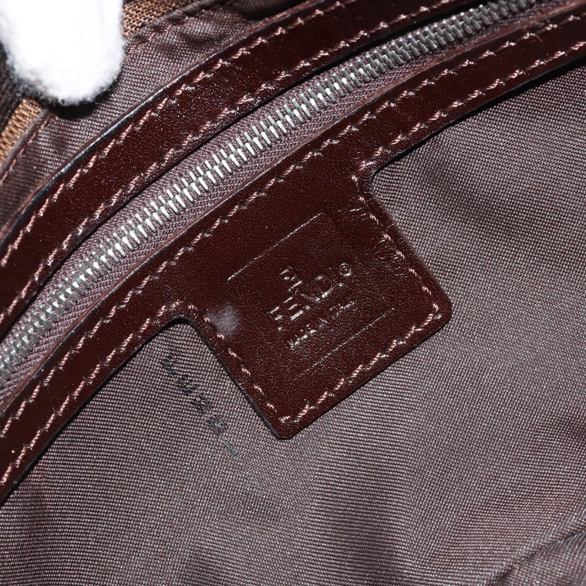 FENDI Zucca Canvas Mamma Baguette Shoulder Bag Black Brown Auth 178866SAM