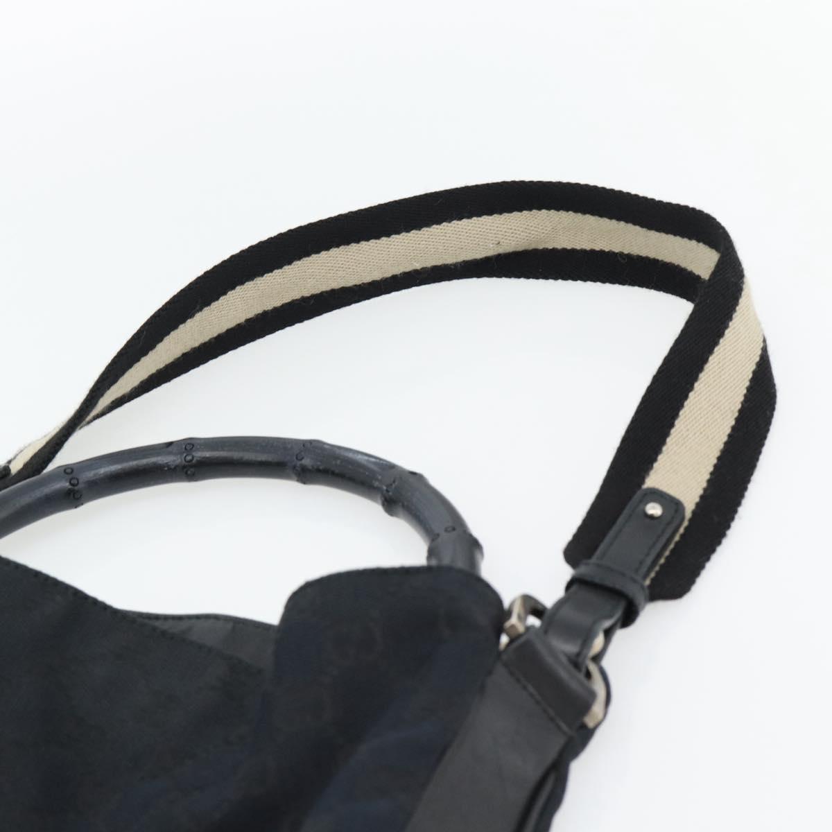 GUCCI GG Canvas Bamboo Shoulder Bag 2way Black Silver 001 4095 Auth 178867