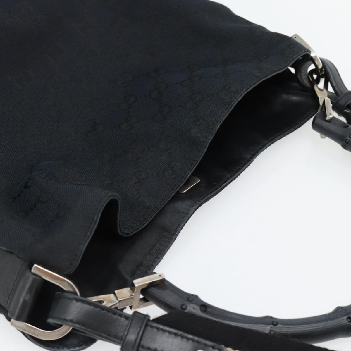 GUCCI GG Canvas Bamboo Shoulder Bag 2way Black Silver 001 4095 Auth 178867